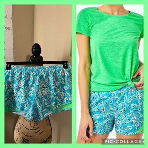 Lilly Pulitzer Luxletic Ocean Trail Shorts Turquoise Oasis Size XL